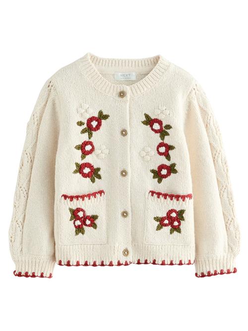 Next Cardigan  ecru / grøn / mørkerød