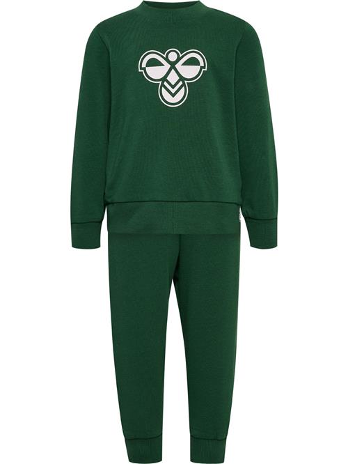 Hummel Joggingdragt  neongrøn / hvid