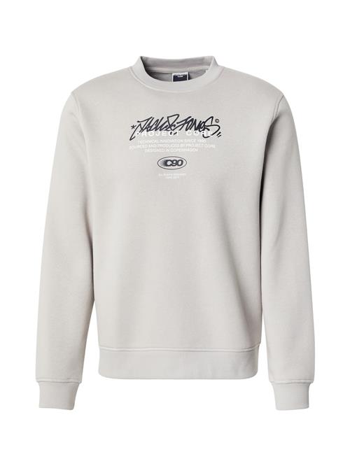 JACK & JONES Sweatshirt 'JCOSCRIPTURE'  lysegrå / sort / hvid