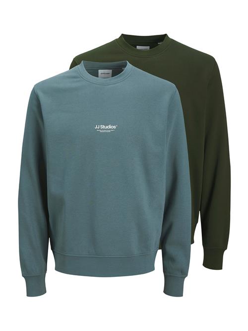 JACK & JONES Sweatshirt 'JJESoho'  jade / mørkegrøn / hvid
