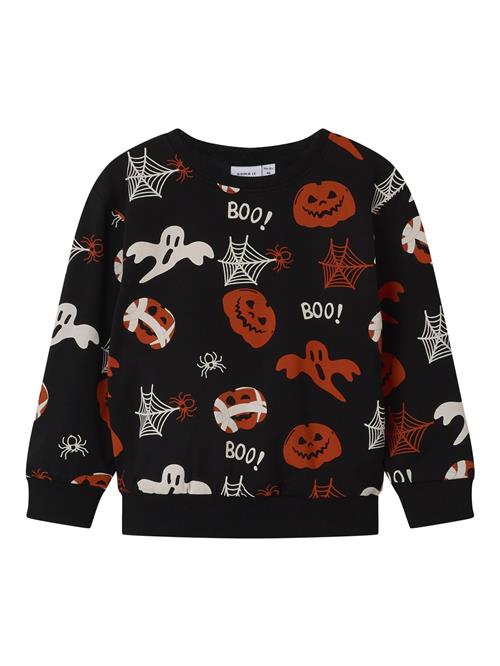 NAME IT Sweatshirt 'Halloween'  rød / sort / hvid