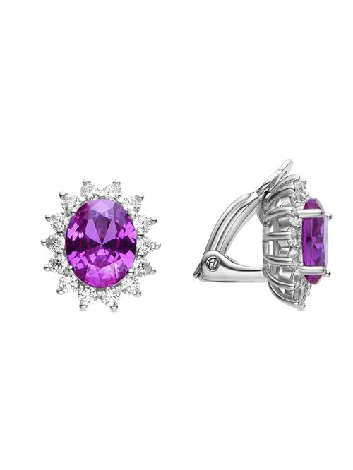 Luxenter Øreringe 'Dinoc'  rødviolet / sølv / transparent