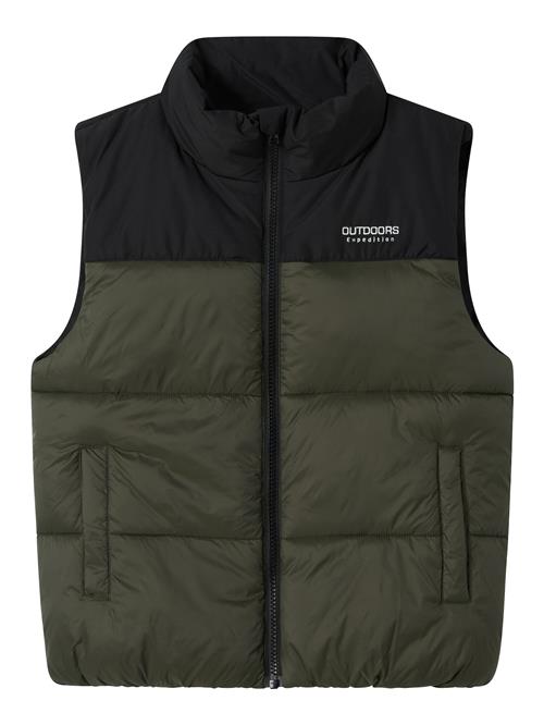 NAME IT Vest 'NKMMOLE'  mørkegrøn / sort / hvid
