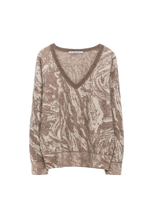 Adolfo Dominguez Pullover  mørkebeige / naturhvid