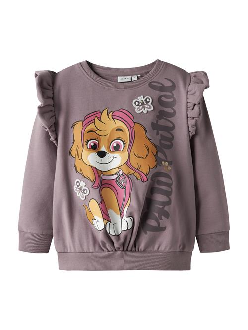 NAME IT Sweatshirt 'NMFSanna Paw'  cognac / lysviolet / pink / hvid