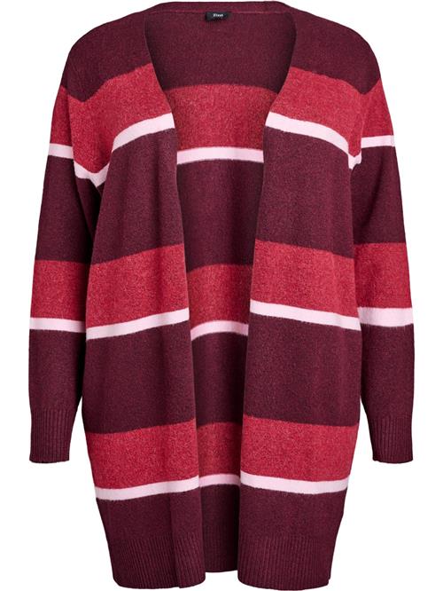 Zizzi Cardigan 'Sunny'  rød / bordeaux / hvid