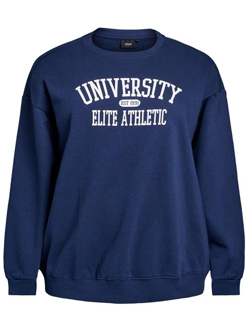 Zizzi Sweatshirt 'Mrikke'  marin / hvid
