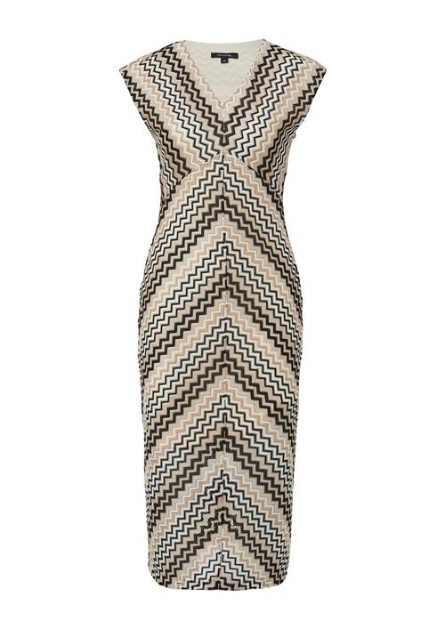 COMMA Strikkjole  beige / sort / hvid