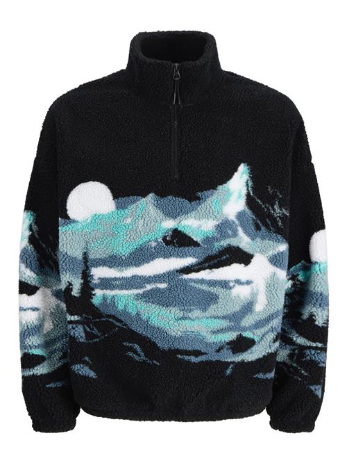 JACK & JONES Sweatshirt 'JORBEAR MOUNTAIN'  turkis / dueblå / sort / hvid