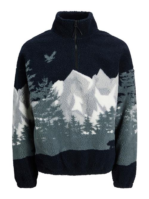 JACK & JONES Sweatshirt 'JORBEAR MOUNTAIN'  mørkeblå / grå / basalgrå / hvid