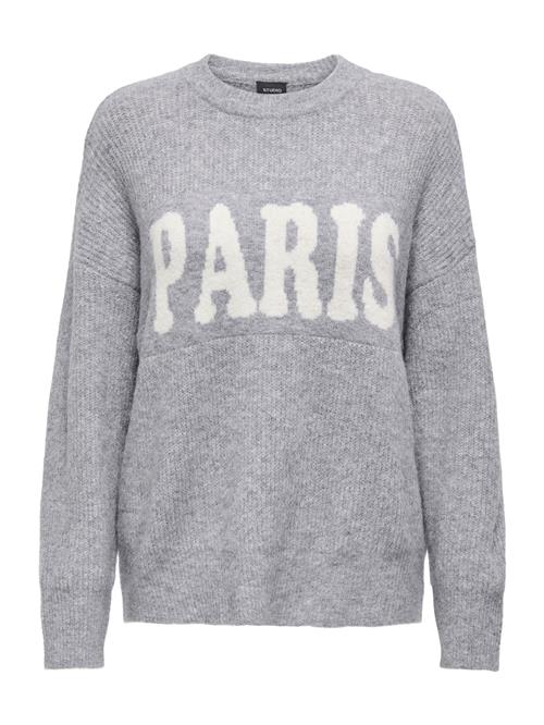 ONLY Pullover 'ONLJerico'  grå-meleret / hvid