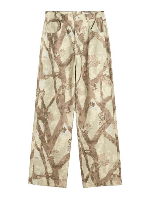 Bershka Jeans  brokade / khaki / oliven / pastelgrøn