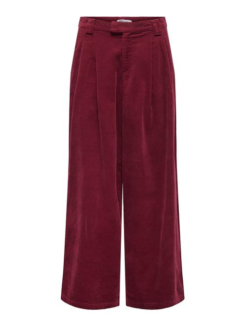 ONLY Bukser med lægfolder 'SVEA-NESSA'  mørkerød