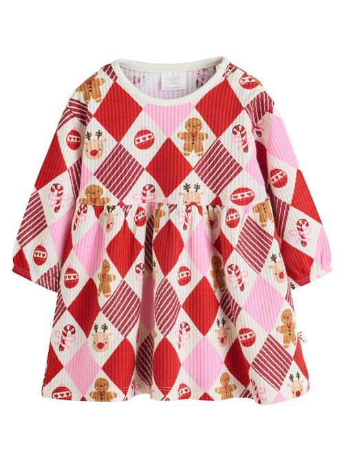 Next Kjole  brun / pink / rød / uldhvid