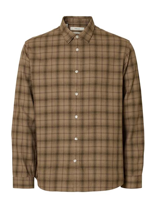 SELECTED Skjorte 'SLHNOAH'  lysebrun / mørkebrun