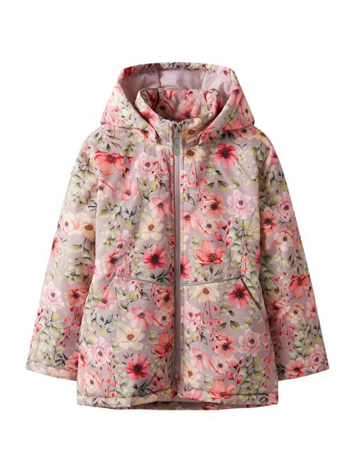 NAME IT Overgangsjakke 'NKFMaxi'  creme / khaki / lysviolet / hindbær