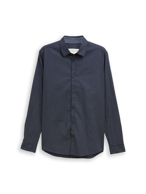 TOM TAILOR Skjorte  navy / royalblå / lysebrun