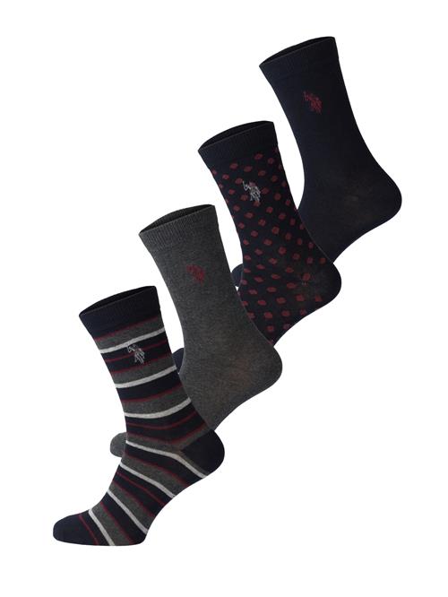 U.S. POLO ASSN. Sokker 'Bedford'  mørkegrå / carminrød / sort / hvid