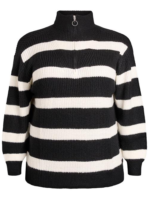 Zizzi Pullover 'Fllora'  sort / hvid