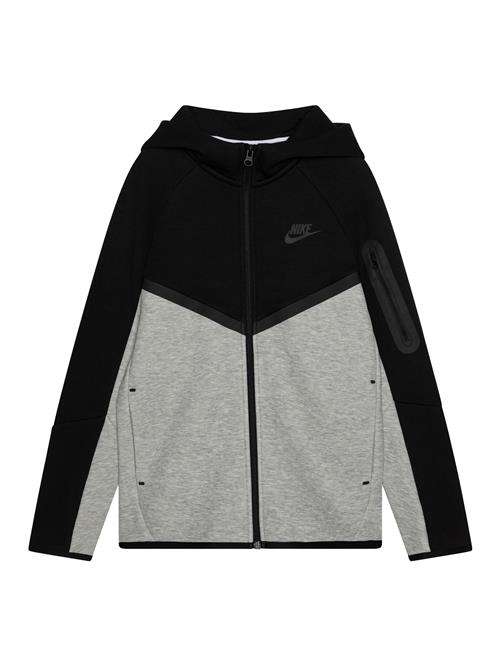 Nike Sportswear Sweatjakke 'TCH FLC'  mørkegrå / grå-meleret / sort