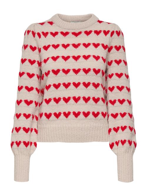 JDY Pullover 'JDYSIGRID'  lysegrå / knaldrød