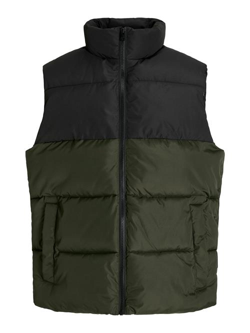 JACK & JONES Vest 'JJMAZE'  oliven / sort