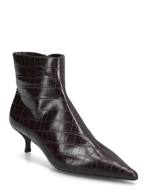 Mango | Croc-Effect Pointed-Toe Ankle Boots | 37