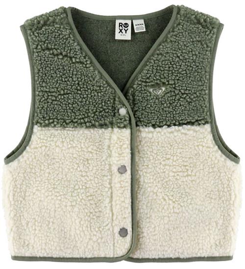 Roxy Fleecevest - Iconic Color Block - Grøn/Hvid