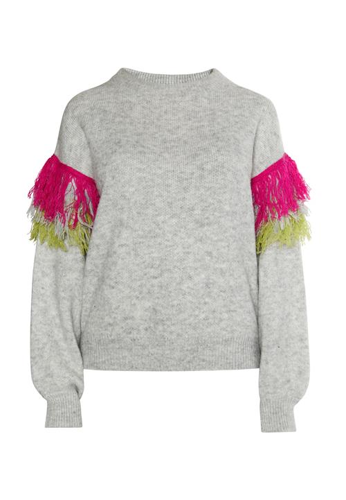 IZIA Pullover  grå-meleret / lysegrøn / fuchsia