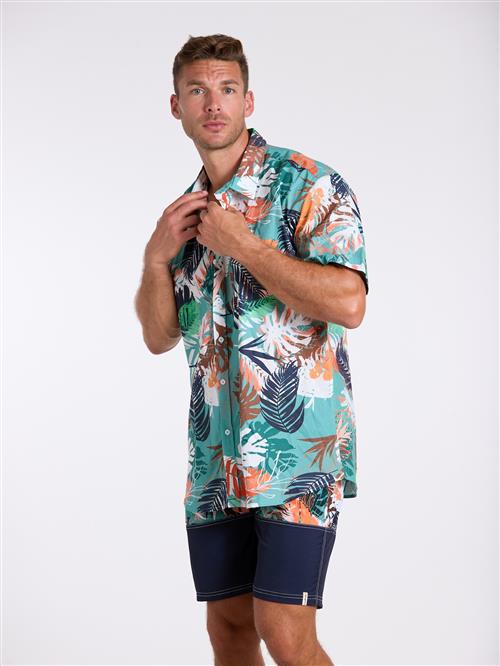 wavebreaker Skjorte  brun / smaragd / koral / hvid