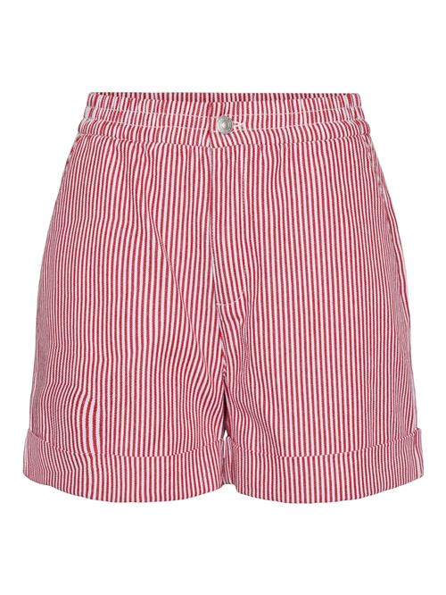 PIECES Bukser 'PCAllo'  rubinrød / hvid