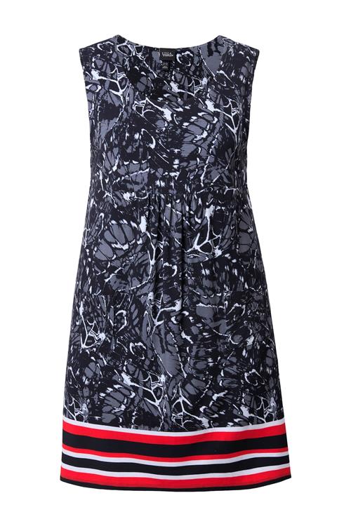 Ulla Popken Kjole  mørkegrå / rød / sort / hvid