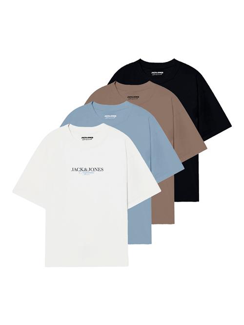 JACK & JONES Bluser & t-shirts 'JORBILLYBURG'  lyseblå / brun / sort / hvid