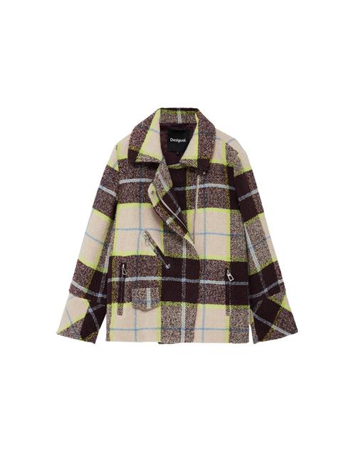Desigual Vinterfrakke  brun / neongrøn / hvid