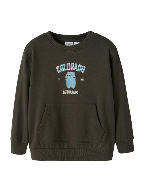 NAME IT Sweatshirt 'NMMVODER'  lyseblå / mørkebrun / hvid