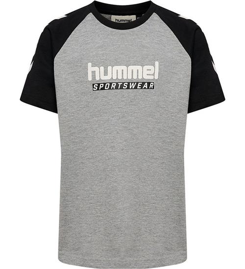 Hummel T-shirt - Gråmeleret/Sort m. Logo