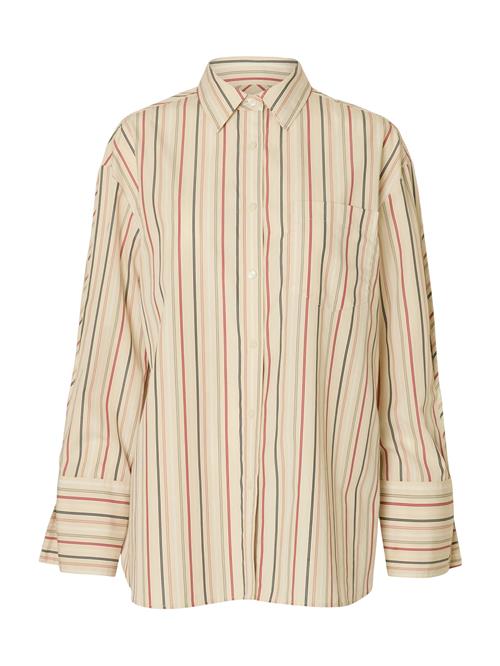 SELECTED Bluse 'SLFDAN'  chamois / mørkerød / sort / hvid