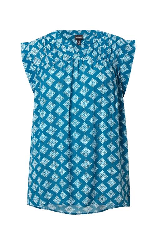 Ulla Popken Bluse  petroleum / hvid