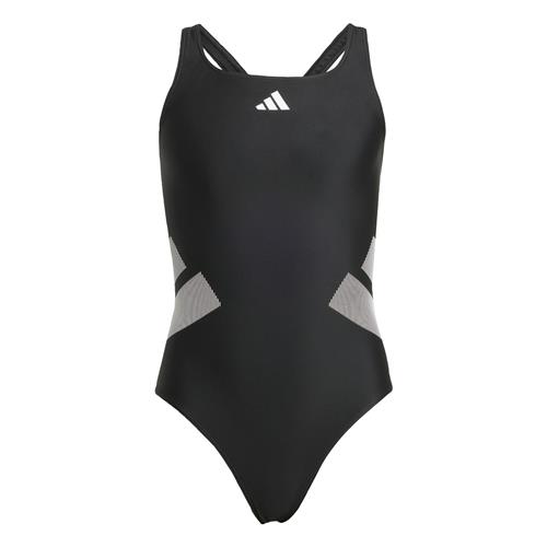ADIDAS PERFORMANCE Sportsbademode 'Logo C-back Swimsuit'  grå / sort / hvid