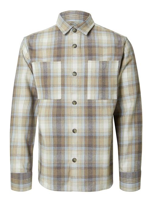 SELECTED Skjorte 'SLHHank'  creme / mørkebeige / pastelblå / mørkegrå