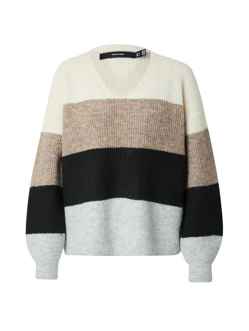 VERO MODA Pullover 'Esma'  beige / mørkebeige / lyseblå / sort