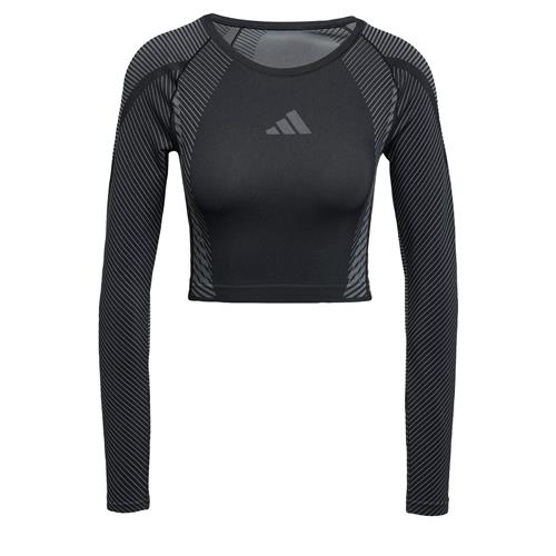 ADIDAS PERFORMANCE Funktionsbluse 'Seamless Knitted Long Sleeve'  grå / sort