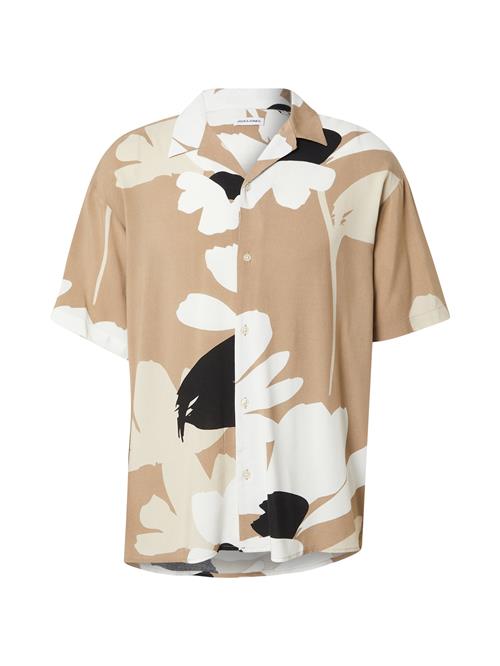 JACK & JONES Skjorte 'JJJEFF'  khaki / sort / hvid