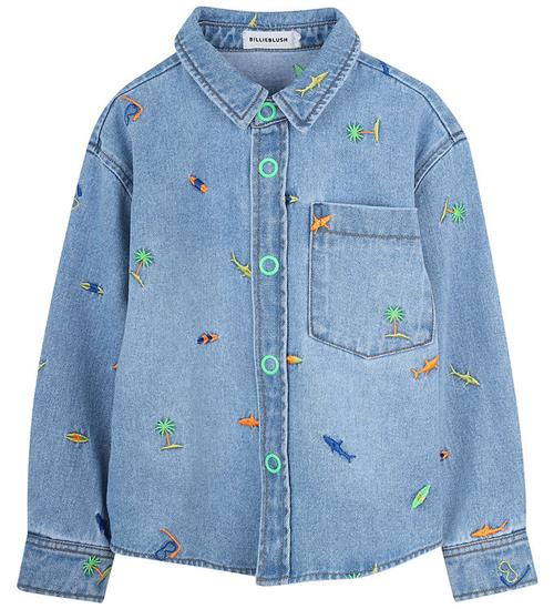 Billieblush Skjorte - Denim - Double Stone m. Surfmotiv