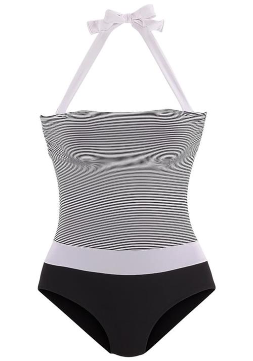 LASCANA Badedragt  lilla / sort