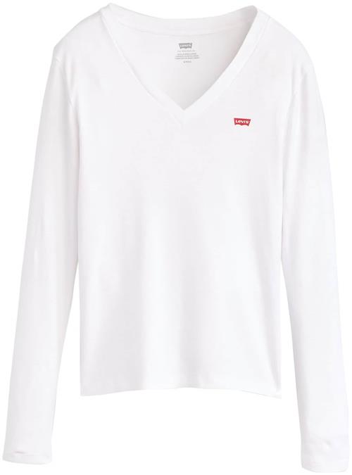 LEVI'S ® Shirts 'Essential Housemark Long Sleeve V-Neck Tee'  rød / hvid