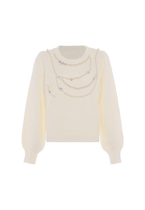 faina Pullover  sølv / perlehvid / uldhvid
