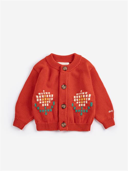 Bobo Choses Pixel Daisy Cardigan Red  Red 6 months  Rød  6 måneder  unisex