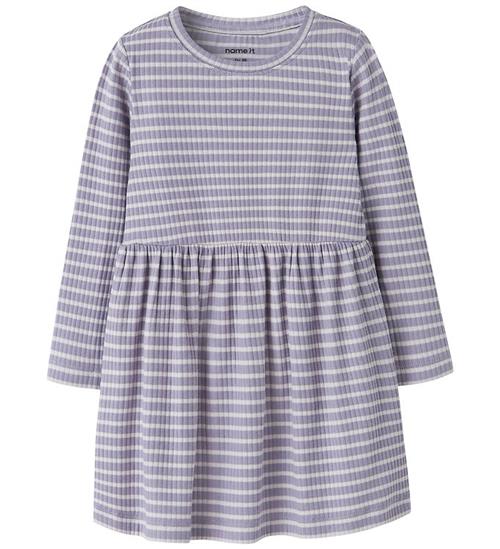 Name it Kjole - Rib - NmfVemma - Lavender Gray/Lilac Marble Stri