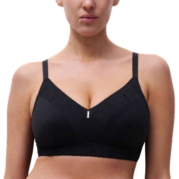 Chantelle BH EasyFeel Wirefree Support Bra Sort nylon E 95 Dame